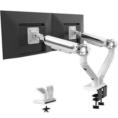 China Aluminum Alloy Monitor Arm Stand Gas Spring Dual Dual 2 Two Monitor Mount Vesa Desk 15