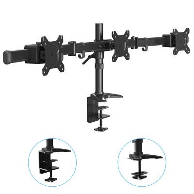 China Fully Adjustable Triple Articulating Arms Monitor Desk Mount Horizontal Stand Fits 3 LCD Computer Screens up to 27 inch 17.6 lb 15