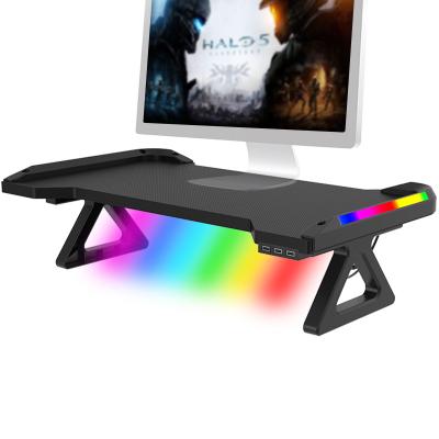 China Other Monitor Stand For Desktop RGB Gaming Lights With 3 USB LED Monitor Arm Mount Riser for sale