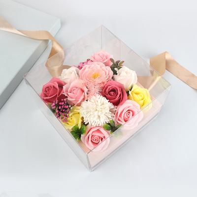 China Good Smell Soap Flower in PVC Gift Box Gift for Mother's Day Birthday Flower Gift Factory Wholesale for sale