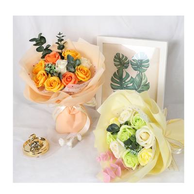 China Good Smell Bride Holding Artificial Handmade Rose Flowers Soap Flower Bouquet For Bridal for sale