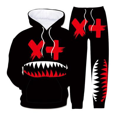 China 2022 QUICK DRY sublimation printed men fleece hoodie set gym tracksuit sweatshirts for sale