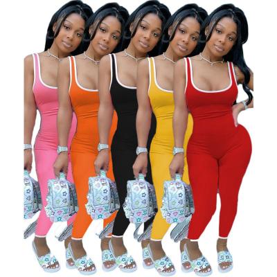 China QUICK DRY Women Summer Bodycon Romper Spaghetti Tie Solid Color One Piece Set Overalls Pants Jumpsuits for sale