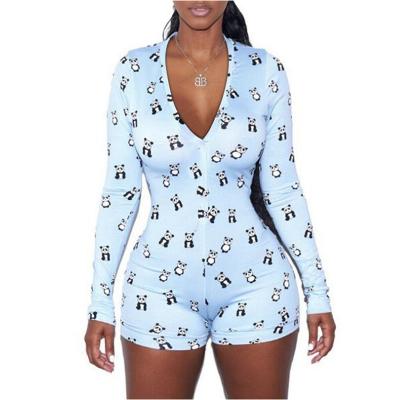 China Wholesale Women Jumpsuits Ladies Anti-Wrinkle Print Overalls and Rompers One Piece Short Nightgowns Women's Jumpsuits for sale