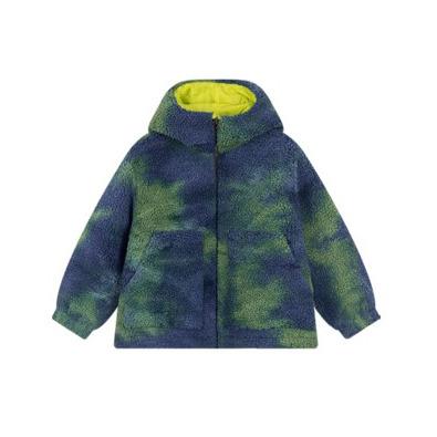 China cute Anti-wrinkle printed thicker warm wool sherpa fleece winter hooded jacket for kids for sale