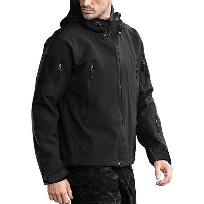 China Custom Made Mens Outdoor Black Hooded Waterproof Softshell Jacket Tactical Military Waterproof for sale