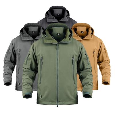 China Custom Men's Winter Warm Hooded Fleece Waterproof Lined Softshell Jackets Army Tactical Military for sale