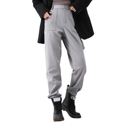 China Winter Women Fleece Liner Custom Made High Elastic Long Cargo Pants Breathable Waist Logo Outdoor Pants for sale