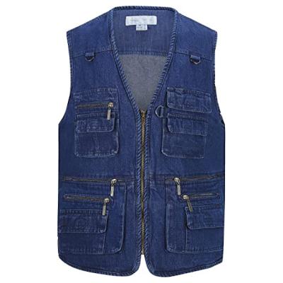 China Wholesale Windproof Spring Fishing Sleeveless Jacket Denim Vest Service Men for sale