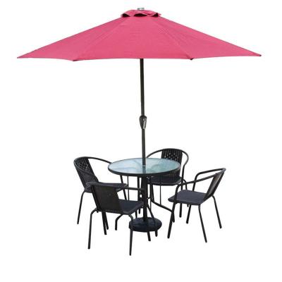 China Modern Luxury Leisure Rattan Seats With Aluminum Table Sunshade Waterproof Indoor And Outdoor Garden Furniture for sale