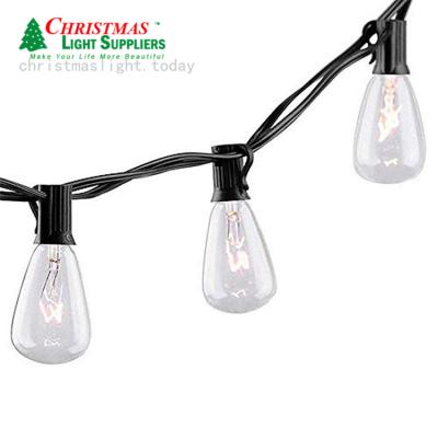 China Classic Patio Edison Lights 25ft Outdoor Christmas Wedding Party Ornament ST35 Patio 25 Edison Garlands String Light Classic Black Brown Cable Light for sale