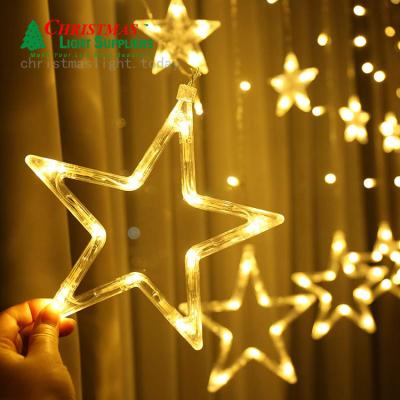 China Energy Saving Twinkle LED Stars Decorative 6 Curtain Light 6 Stars Ice Cube Lamp Small Window Lights for sale