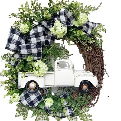 China Flower Garland Truck Flower Wreaths For Plaid Grid Fabric Artificial Fresh Colors Large All Seasons for sale