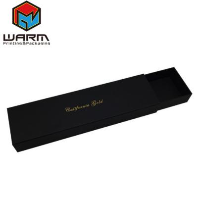 China Recyclable Gold Foil Logo Virgin Hair Packaging Box Black Drawer Cardboard Tandem Box for sale