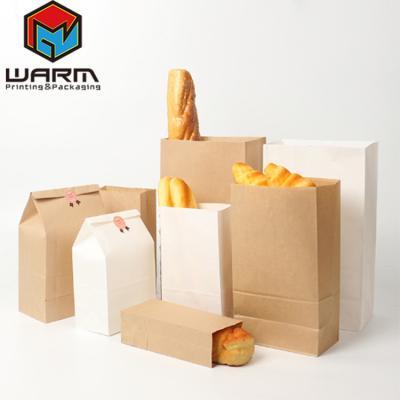 China Wholesale Greaseproof Bakery Bread Packaging Small Custom Wax Coated Kraft Paper Bag For Food for sale