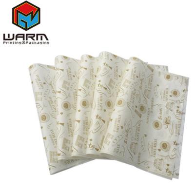 China Customized Logo And Size Food Grade Safe Burger Grocery Wholesale Greaseproof Printed Paper Meat Wrapping Wax Coated Paper for sale