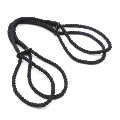 China Black Polyester Restraint Handcuffs SM Slave Restraint Wrists Ankle Slaps BDSM Bondage Rope Adult Games for sale