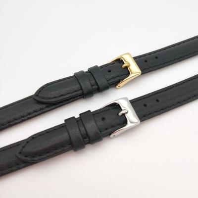 China Unique Universal Mens Womens Watch Bands 12mm Genuine Leather Watch Band Buckle Gold Silver Cowhide Watch Band Strap for sale