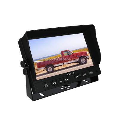 China Good Quality Factory Price RGB 3 Ways Video Input 7 Inch Car LCD Headrest Monitor With 2 Way Audio Between U Shape Bracket for sale