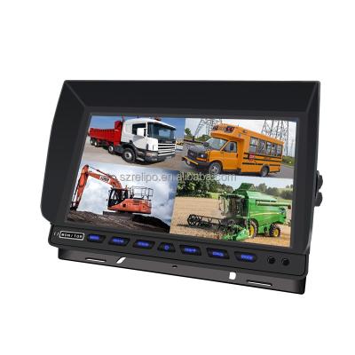 China Factory Wholesale RGB 10.1 Inch Color HD Car Rear View LCD Quad Monitor With 4 Pin Connector DC 12 To 36V for sale