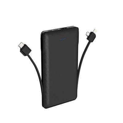 China Fast Charge Support Built in Cable 10000 Mah Multifunctional Large Capacity Power Bank for sale