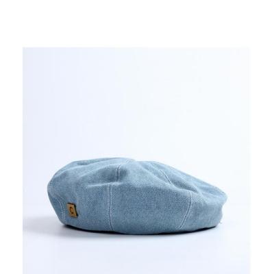 China Fashion \ Spring 2022 New Retro Cowboy Beret Octagonal Hat Comfortable \ Durable Female Soft Blue Letter Beret for sale