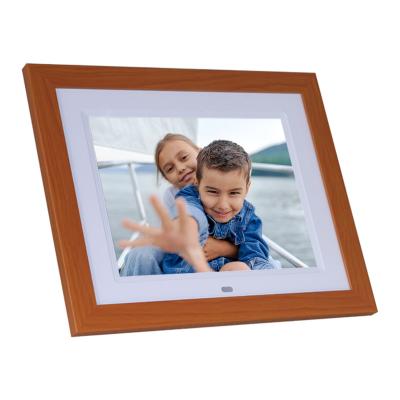 China Clock Picture Music Video Playback ABS Plastic Case NFT Wooden Frame 8.7 Inch Wooden Digital Photo Frame for sale