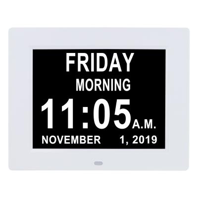 China DDC-8009 Multilanugaue 2022 Words Unabbreviated USB Class 8 Inch Large Digital Alzheimer's Clock for Semiors Dementia and Elderly for sale