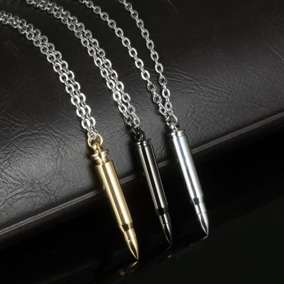 China CLASSIC Minimalist Bullet Memorial Keepsake Pendant for Men Boys Stainless Steel Urn Necklace for Ashes Cremation Jewelry with Chain for sale