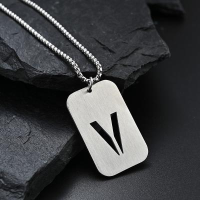 China CLASSIC Fashion Jewelry Couple Necklace Last Name English 26 Letters Military Plate Nameplate Pendant Necklaces Stainless Steel for sale