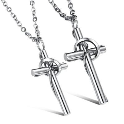 China CLASSIC Wholesale Christian Faith Jesus Crucifix Stainless Steel Plated 18K Gold Lovers Necklace Jewelry for Women for sale