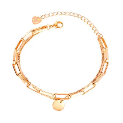 China CLASSIC Fashion Frosty Wind Smiley Face Heart Bracelet Women Double Layered Chain Bracelet Disc Stainless Steel Bracelet for sale