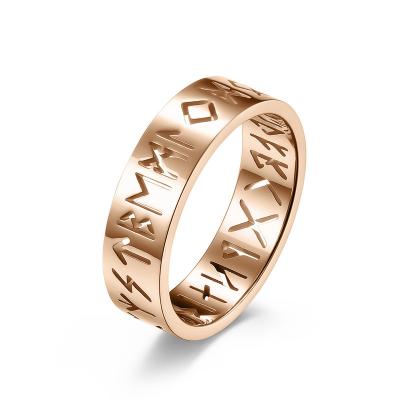 China CLASSIC Wholesale Vintage Men Geometric Stainless Steel Nordic Viking Word Rune Hollow Script Finger Ring for Men Women for sale