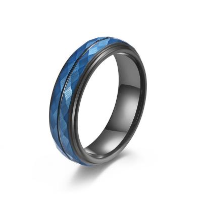 China CLASSIC Fashion Jewelry Vendors Thin Blue Line Tungsten Steel Ring Men's Wedding Tungsten Carbide Rings For Men for sale