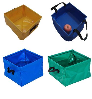 China Eco-friendly Portable Collapsible Bucket Eco-friendly Square Outdoor Beach Custom Logo PVC Folding Bucket for sale