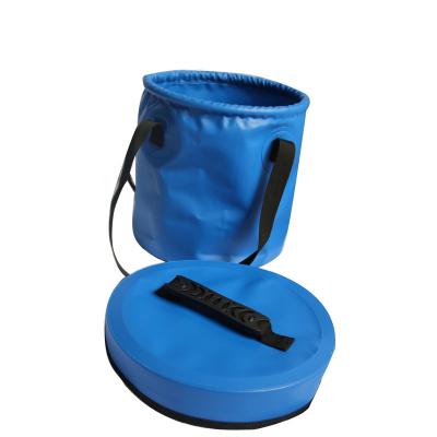 China Eco-friendly 500d PVC Tarpaulin Water Storage 5L 10L 12L 20L Portable Foldable Bucket With Lip for sale