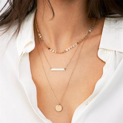 China Environmental Friendly Custom Luxury Gold Multilayer Design Chain Layered Necklace Stainless Steel for sale