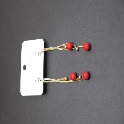 China Simplicity Red Beads With Diamonds, Solid Gold Wholesale Jewelry Ancy Balls Fun Summer Fashion Retro Hanging Earring for sale