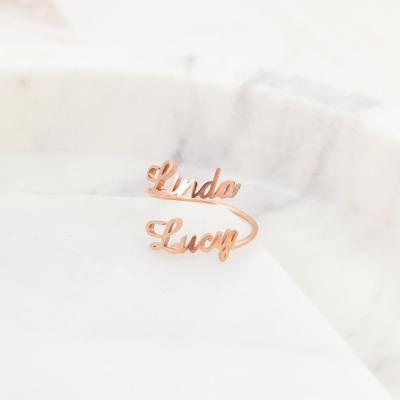 China Engagement Silver Plated Crystal Stainless Steel Letter Ring Romantic Rose Gold Gold for sale