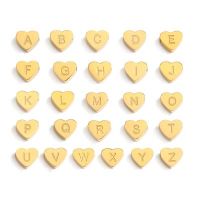 China Environmental Friendly DIY Stainless Steel Jewelry Accessories 26 Letters Perforated Heart Shaped Pendant Accessories for sale