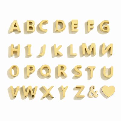 China Environmental friendly A-z 26 letters high quality 316l stainless steel gold plated name alphabet necklace diy pendant accessories for sale