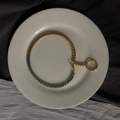 China Top Selling New Gold Circle Stainless Steel Chain Gold Silvery Half Necklace Simplicity Half Type for sale