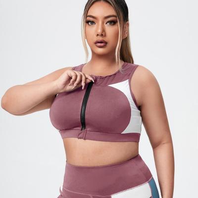 China Breathable Gym Plus Size Fitness Sports Full Bra Pump Ladies Workout Ribbed Half Zipper Fitness Sports Yoga Bras for sale