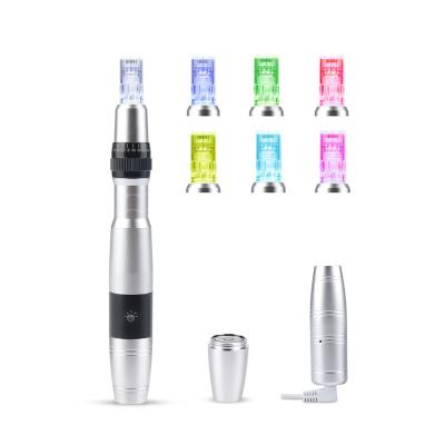 China Manual skin rejuvenation microneedling dermapen led photo derma pen with 2 batteries for sale