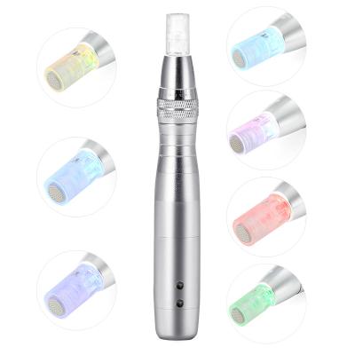 China Portable Anti-puffiness 7 color led electric micro needle derma pen with 5 levels for sale