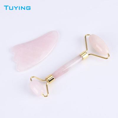 China Tuying Beauty Skin Massager Face Lift Jade Roller Handheld Facial Roller Set for Gua Sha Best Christmas Gift for sale