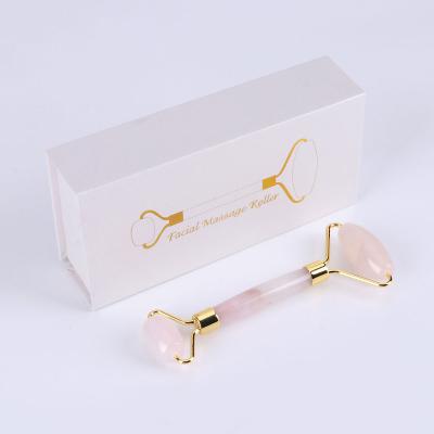 China Custom face lift logo face massage jade roller rose natural quartz stone faceroller for sale