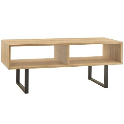 China Adjustable (other) Customized Wholesale Modern Rectangular Wood Coffee Table with Storage Shelves for sale