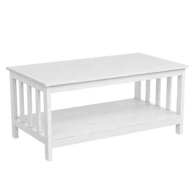 China Adjustable (other) Living Room Farmhouse White Coffee Table with storage shelf for sale