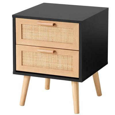 China Adjustable (other) customized wholesale bedside wood rattan accent end table for bedroom for sale